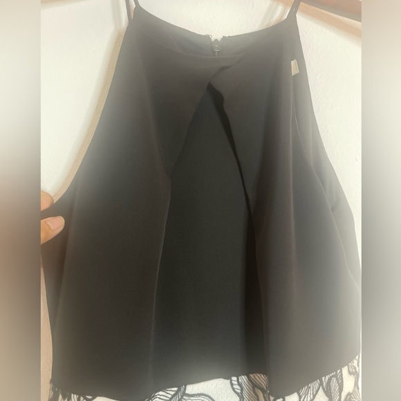 Aidan Mattox Halter Embroidered Long Gown, Pockets, Black White Size 12 - Picture 6 of 9